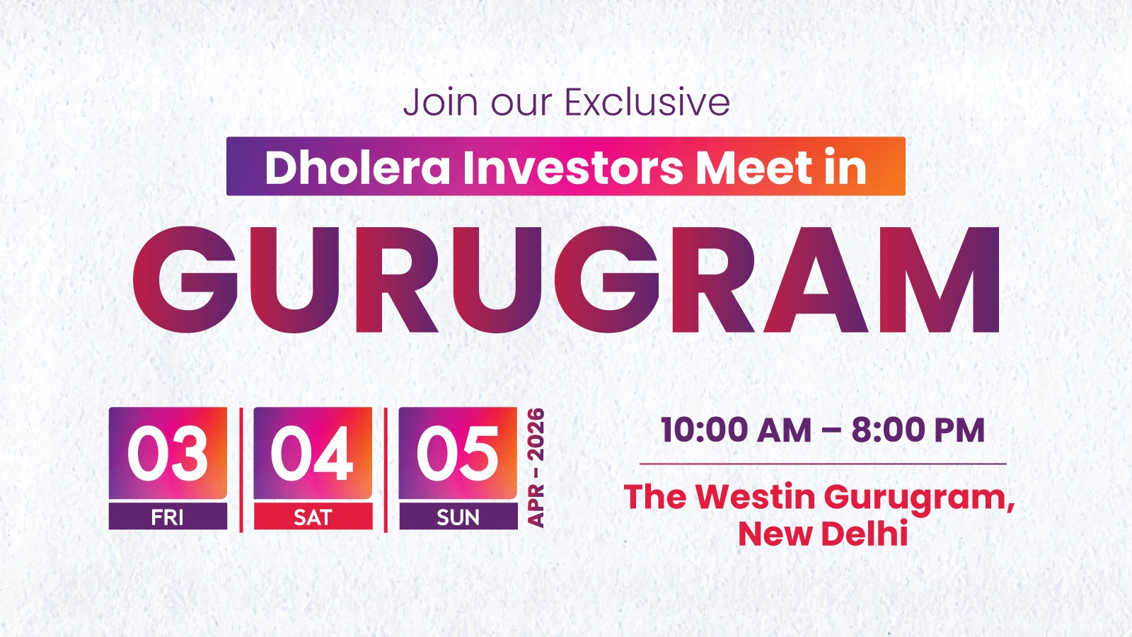 Dholera Investors Meet – Gurgaon | Unlock India’s Next Smart City Opportunity
